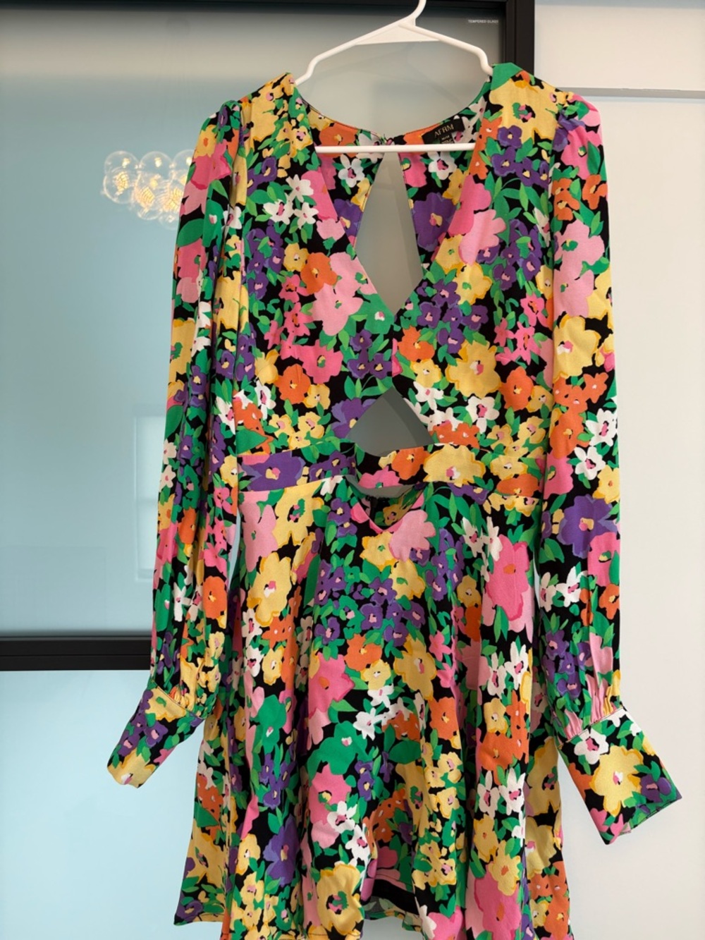 AFRM Multicolor Floral Keyhole Dress - Pink, Purple, Green, Yellow, Black